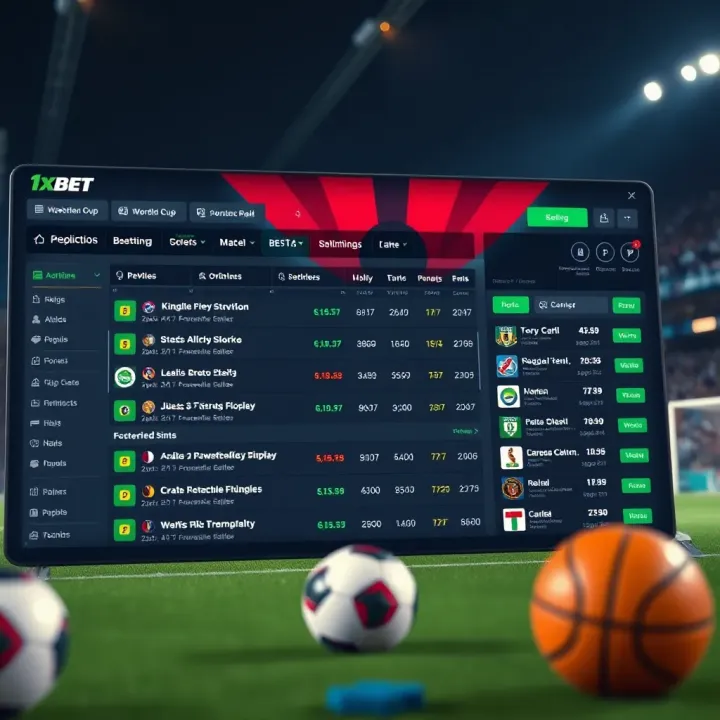 User interface of a sports betting platform highlighting match predictions and betting options for World Cup games
