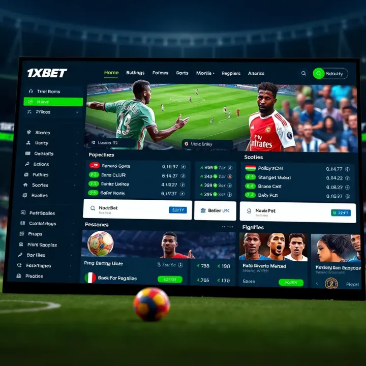 Screenshot of 1xBet online betting platform showing various sports and betting options available for users