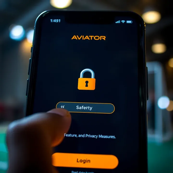 Secure login screen emphasizing safety features and data protection in Aviator app