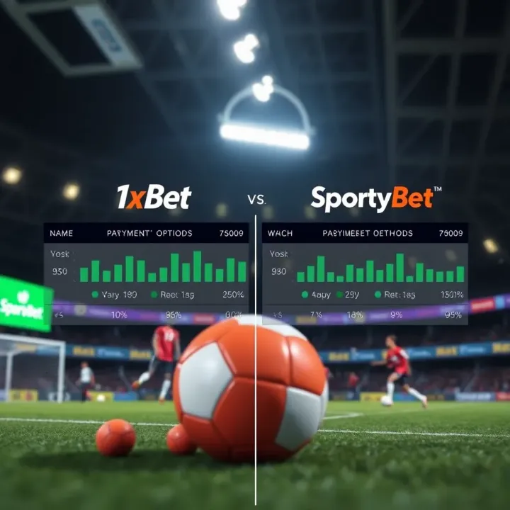 Graphic illustrating betting options and payment methods available on two platforms
