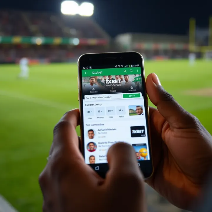 Android smartphone displaying the 1xBet old version app interface in use