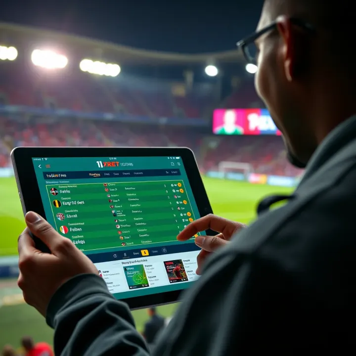 User analyzing Bundesliga matches on a digital device with betting tips highlighted for Nigerian football fans
