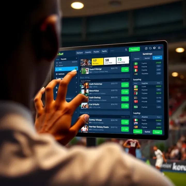 Overview of 1xbet Betting Features in South Africa User interacting with a digital betting platform interface displaying sports betting options