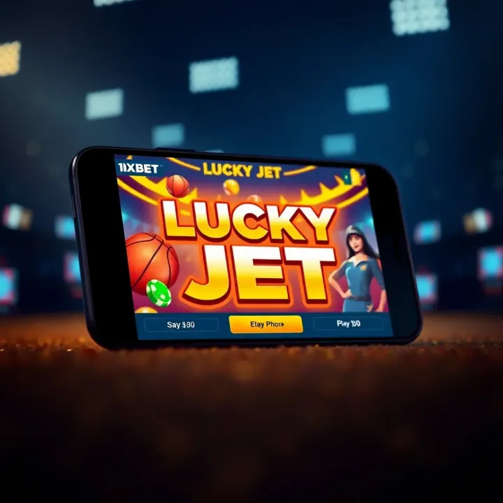 Mobile device displaying the Lucky Jet game interface on 1xBet platform