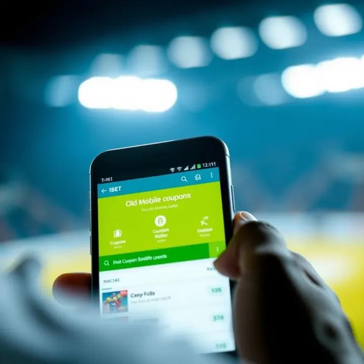 Mobile phone screen displaying the 1xbet app with a highlighted coupon section