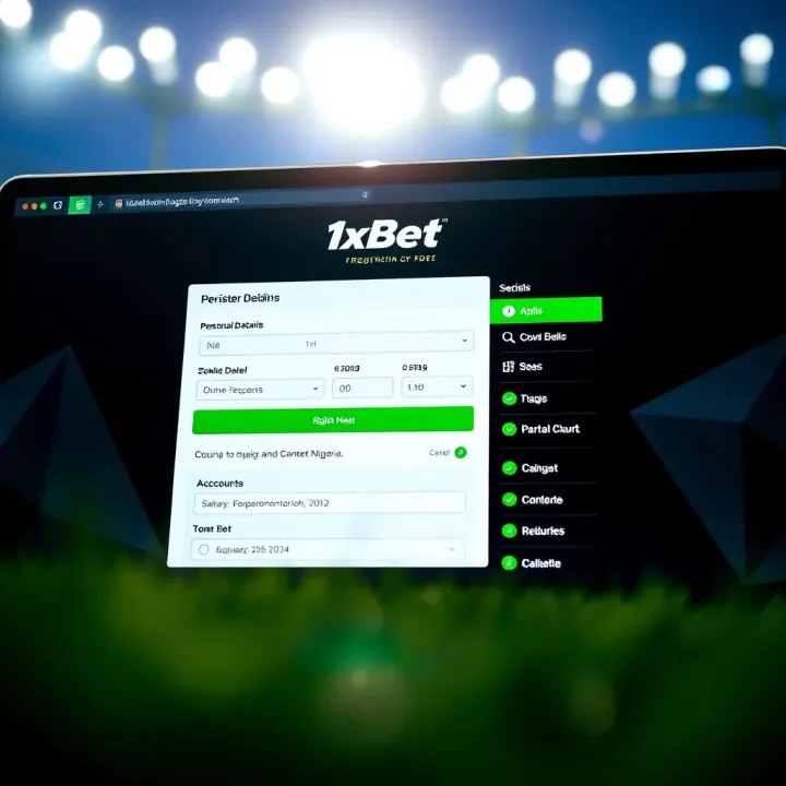 Screenshot showing the 1xBet registration page with form fields for personal details and account creation