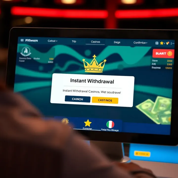 Digital casino interface showing instant cash withdrawal confirmation on screen