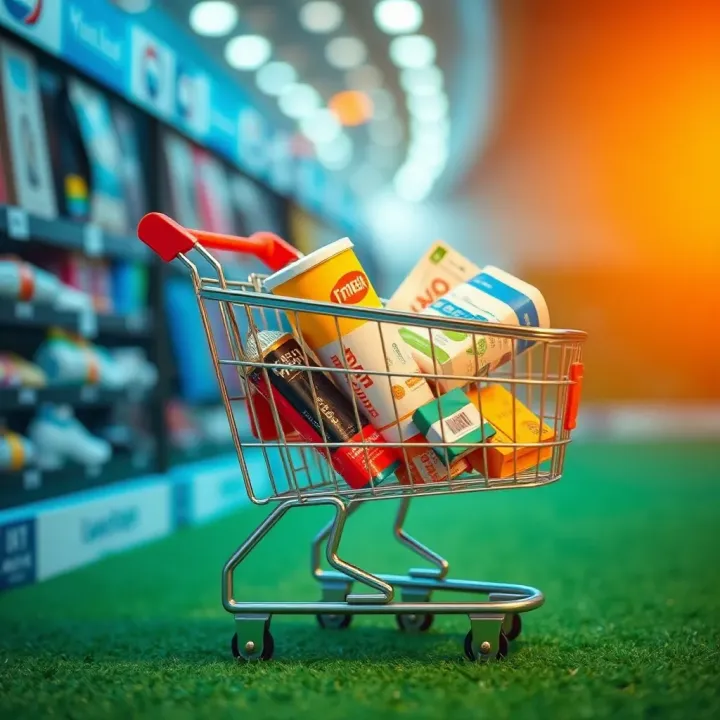 Digital shopping cart displaying various products available on 1xBet online platform with Nigerian currency