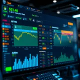Illustration showing an automated sports betting system interface with dynamic data charts and betting options