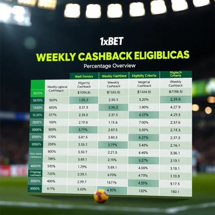 Detailed chart showing weekly cashback percentages and eligibility criteria for sports betting in Nigeria