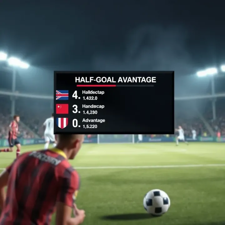 Illustration showing a football scoreboard with one team given a half-goal advantage