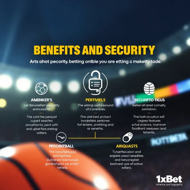Graphic highlighting key benefits and security features of using a betting code with 1xBet