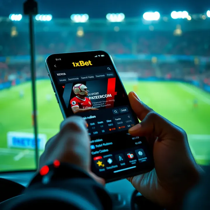 User interface of 1xBet Kenya app displaying sports betting options and live odds