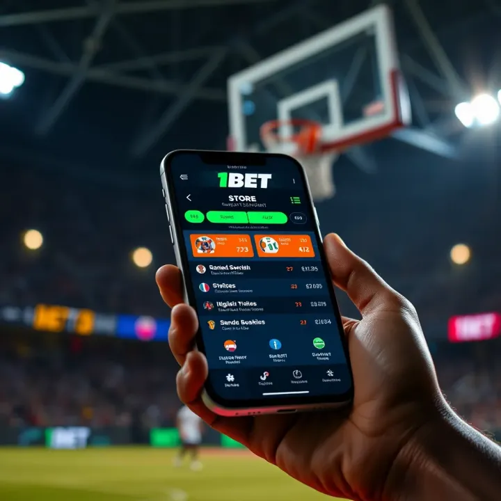 Mobile phone showing real-time basketball scores with betting odds and statistics