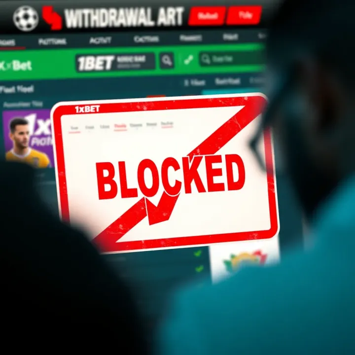 User experiencing blocked withdrawal notification on 1xBet platform